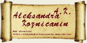 Aleksandra Kozničanin vizit kartica